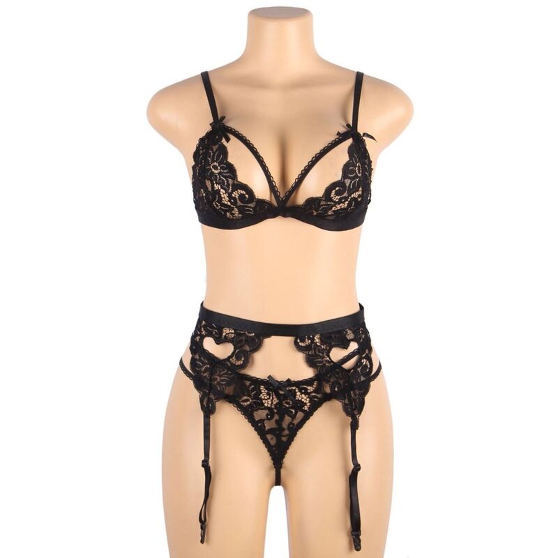 SUBBLIME - THREE PIECE SET BRA + GARTER BELT + PANTIES S/M Sexshoptuga 