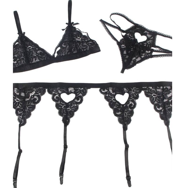 SUBBLIME - SET CONJUNTO DE TRÊS PEAS SUTI + CINTA LIGA + CALCINHA S/M - Sexshoptuga  Sexshoptuga 