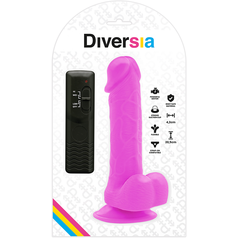 DIVERSIA - FLEXÍVEL VIBRATÓRIO ROXO 20.5 CM -O- 4.2 CM - Sexshoptuga  Sexshoptuga 