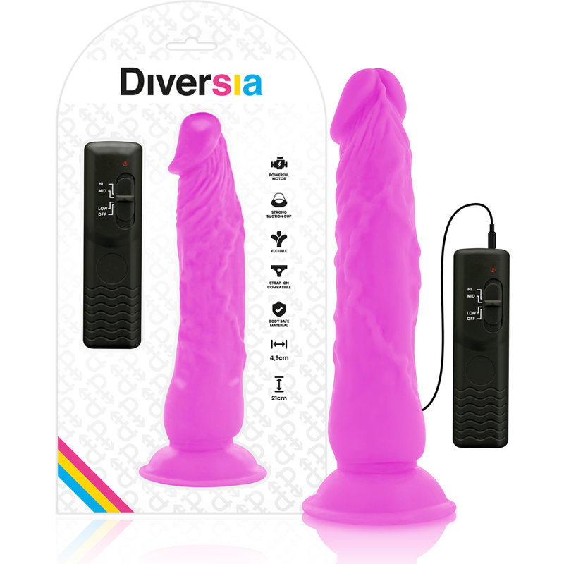 DIVERSIA - FLEXÍVEL VIBRAO VIBRANTE ROXO 21 CM -O- 4.9 CM - Sexshoptuga  Sexshoptuga 