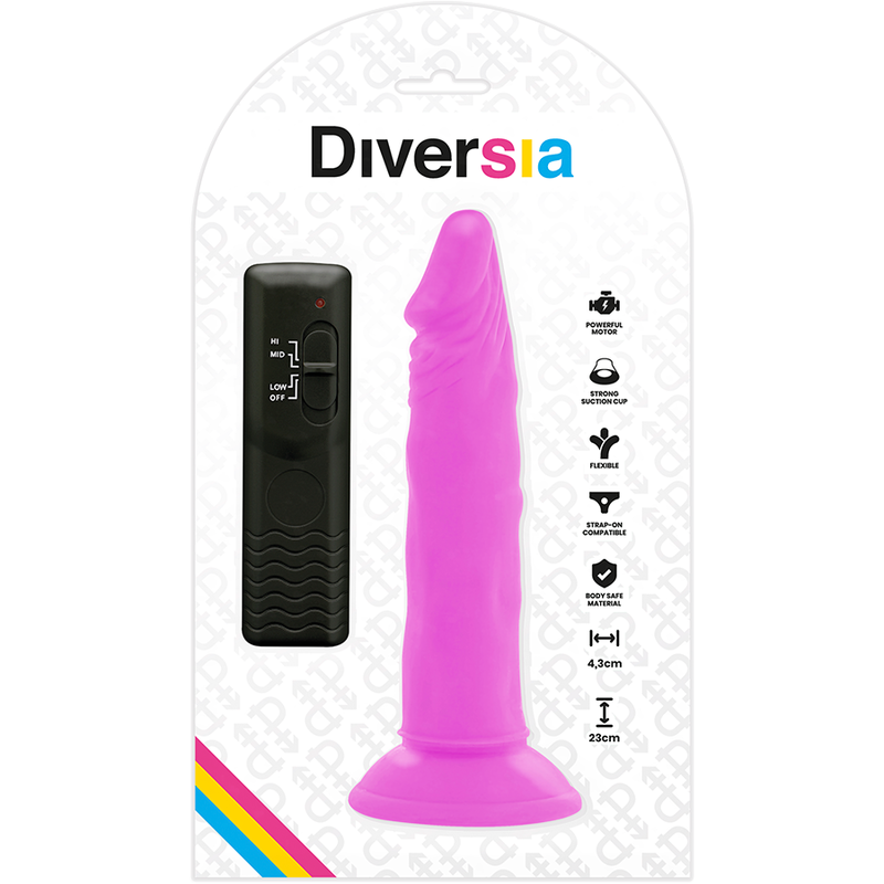 DIVERSIA - FLEXÍVEL VIBRAO VIBRANTE ROXO 23 CM -O- 4.3 CM - Sexshoptuga  Sexshoptuga 