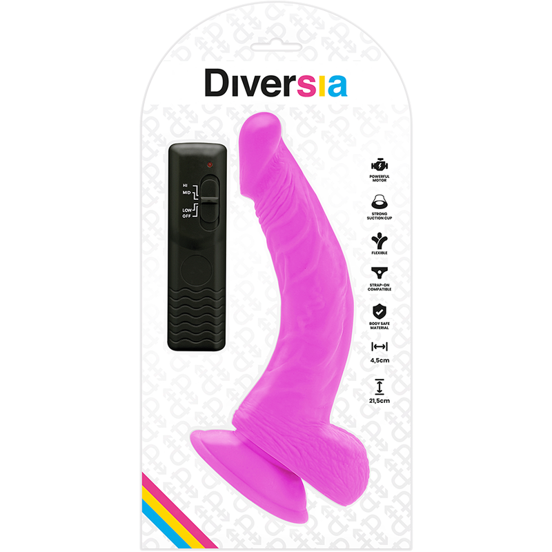 DIVERSIA -VIBRAO FLEXÍVEL DIVERSIA ROXO 21.5 CM -O- 4.5 CM - Sexshoptuga 