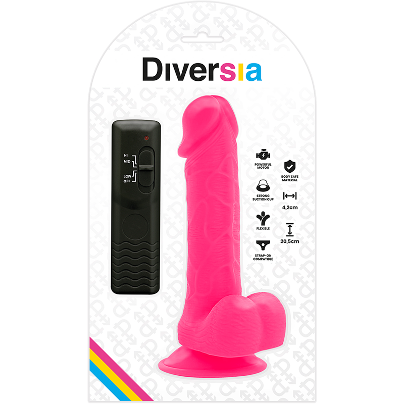 DIVERSIA - VIBRAO FLEXÍVEL DIVERSIA ROSA 20.5 CM -O- 4.2 CM - Sexshoptuga  Sexshoptuga 