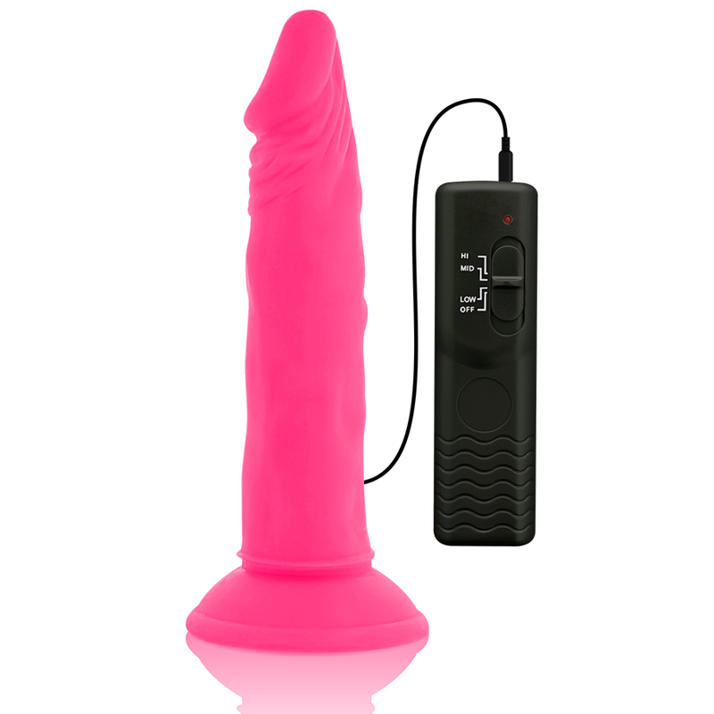 DIVERSIA - DILDO FLEXÍVE COM VIBRAO ROSA 23 CM -O- 4.3 CM - Sexshoptuga  Sexshoptuga 