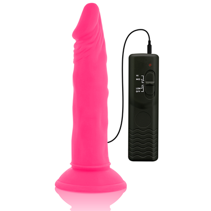 DIVERSIA - DILDO FLEXÍVE COM VIBRAO ROSA 23 CM -O- 4.3 CM - Sexshoptuga 