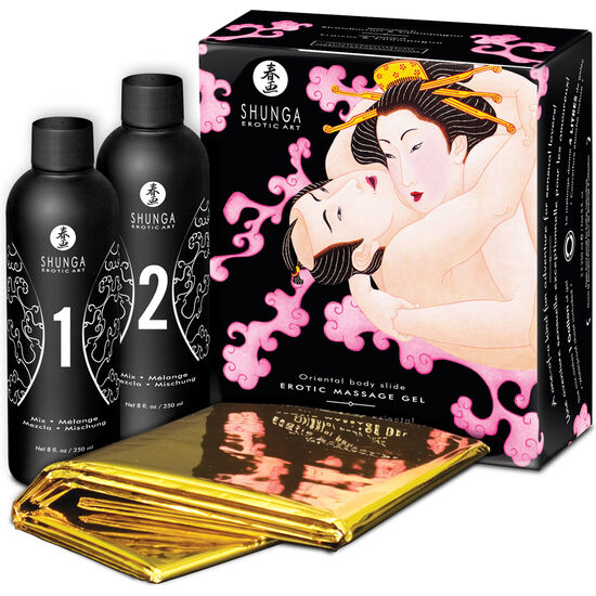 SHUNGA - GEL DE MASSAGEM ERÓTICA CORPO A CORPO ORIENTAL MORANGOS E CAVA - Sexshoptuga Sexshoptuga 