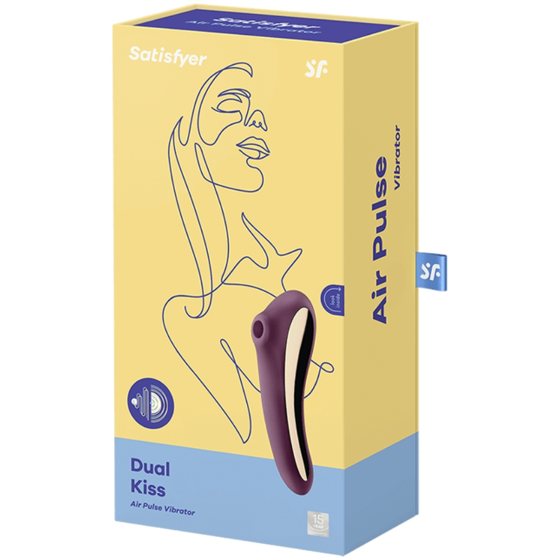 SATISFYER - VIBRADOR DUAL KISS AIR PULSE VINHO TINTO - Sexshoptuga  Sexshoptuga 