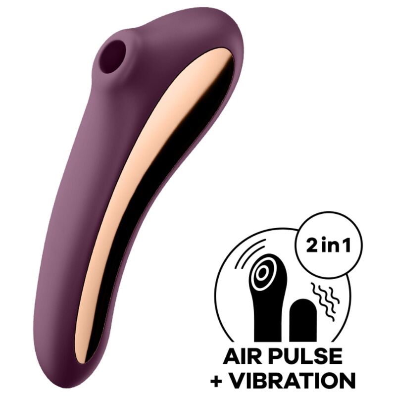 SATISFYER - VIBRADOR DUAL KISS AIR PULSE VINHO TINTO - Sexshoptuga 