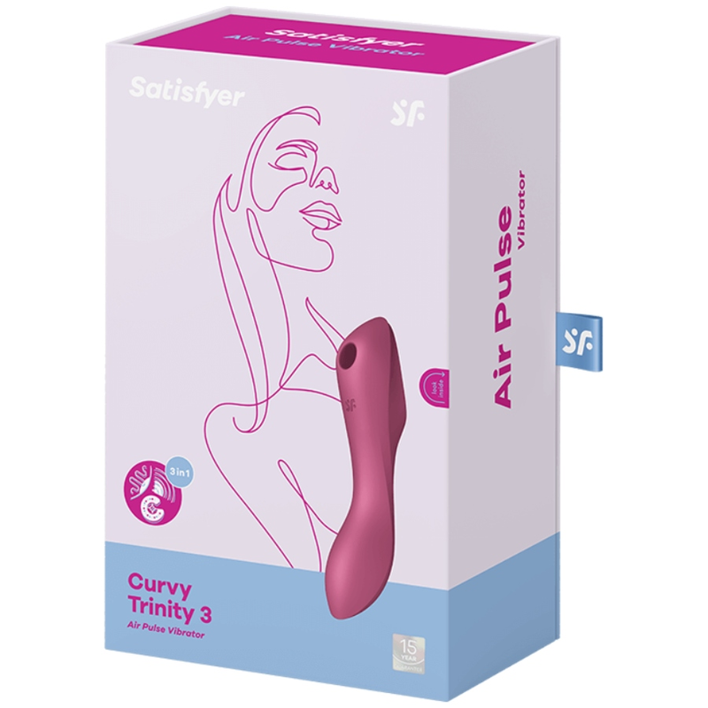 SATISFYER - VIBRADOR DE PULSO DE AR CURVY TRINITY 3 VERMELHO - Sexshoptuga  Sexshoptuga 