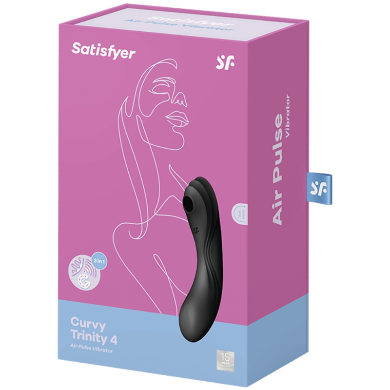 SATISFYER - VIBRADOR DE PULSO DE AR CURVY TRINITY 4 PRETO - Sexshoptuga 