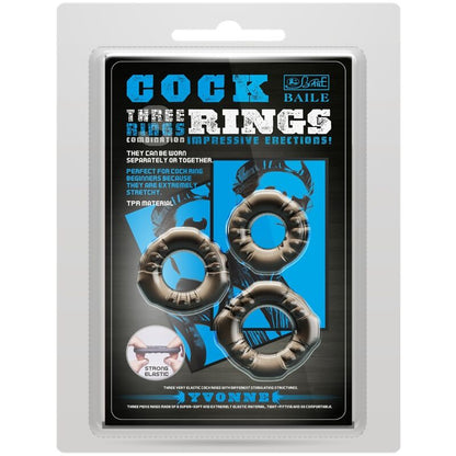 BAILE - COCK RINGS YVONNE CONJUNTO 3 ANÉIS PARA PÉNIS - Sexshoptuga 