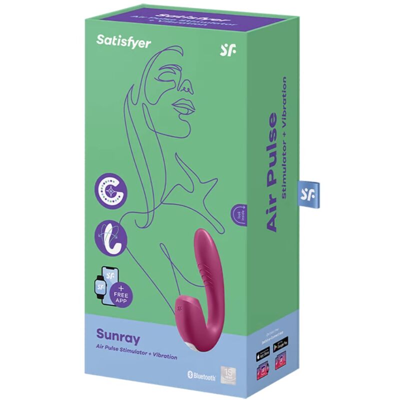 SATISFYER - APLICATIVO ESTIMULADOR E VIBRADOR SUNRAY VERMELHO - Sexshoptuga  Sexshoptuga 