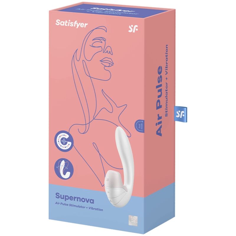 SATISFYER - ESTIMULADOR DE PULSO DE AR SUPERNOVA E VIBRAO BRANCO - Sexshoptuga  Sexshoptuga 