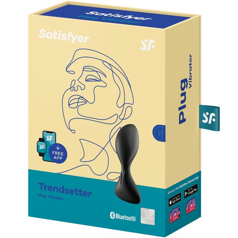 SATISFYER - APLICATIVO DE PLUGUE VIBRATÓRIO TRENDSETTER PRETO - Sexshoptuga  Sexshoptuga 