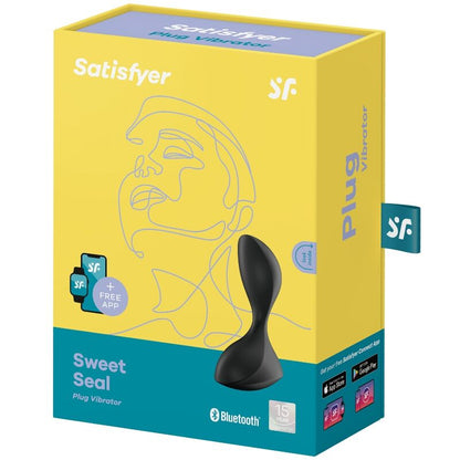 SATISFYER - APLICATIVO DE PLUGUE VIBRATÓRIO SWEET SEAL PRETO - Sexshoptuga 