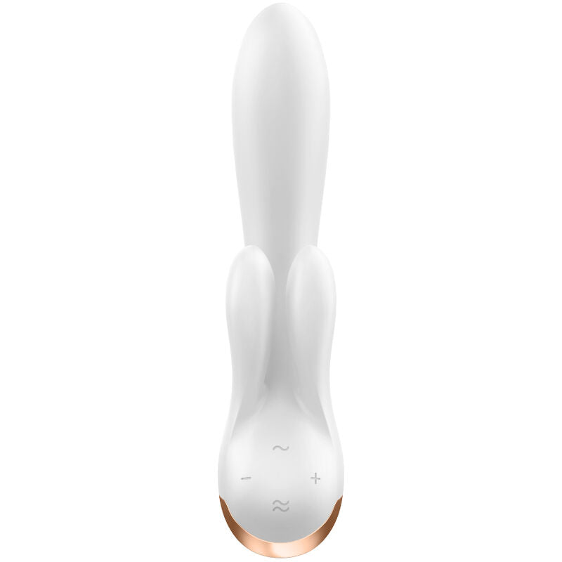 SATISFYER - APLICATIVO VIBRADOR DOUBLE FLEX BRANCO - Sexshoptuga  Sexshoptuga 