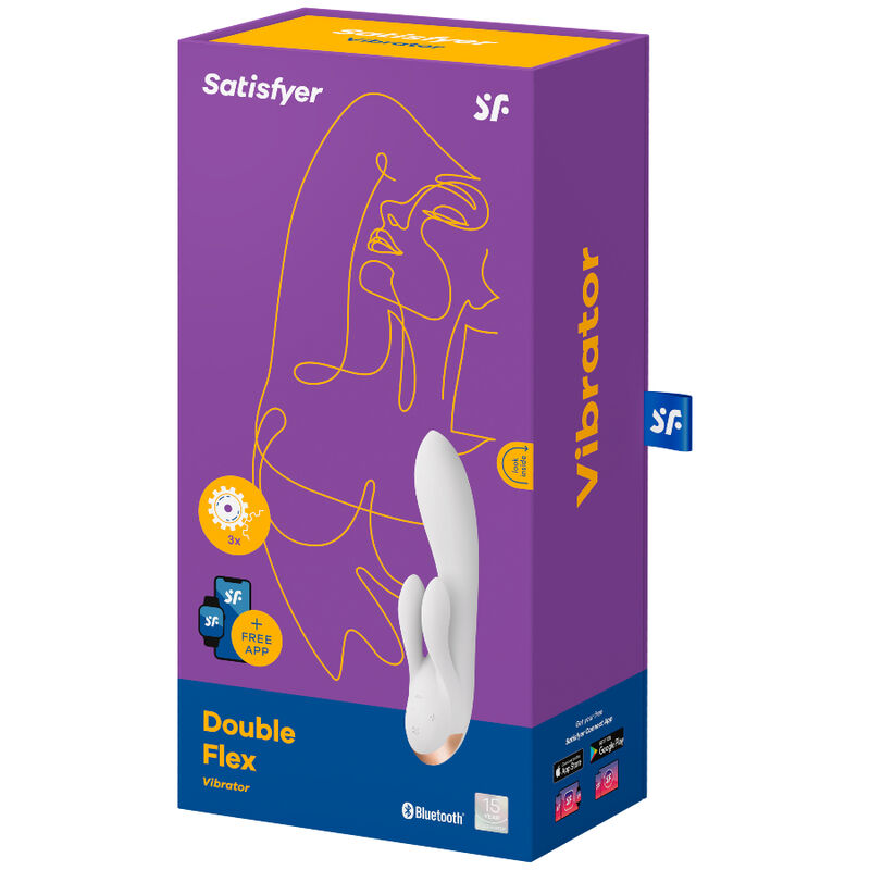 SATISFYER - APLICATIVO VIBRADOR DOUBLE FLEX BRANCO - Sexshoptuga  Sexshoptuga 