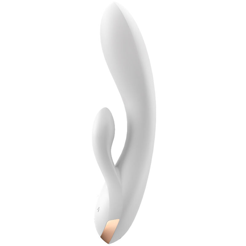 SATISFYER - APLICATIVO VIBRADOR DOUBLE FLEX BRANCO - Sexshoptuga  Sexshoptuga 