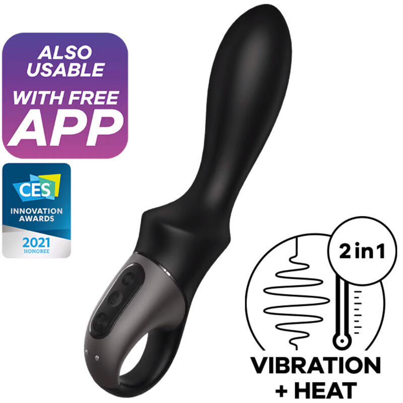 SATISFYER - APLICATIVO VIBRADOR ANAL HEAT CLIMAX PRETO - Sexshoptuga 