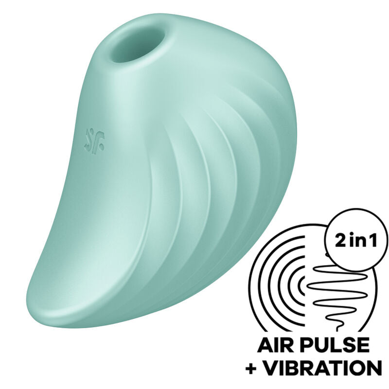 SATISFYER - ESTIMULADOR E VIBRADOR DE PULSO DE AR PEARL DIVER VERDE - Sexshoptuga  Sexshoptuga 