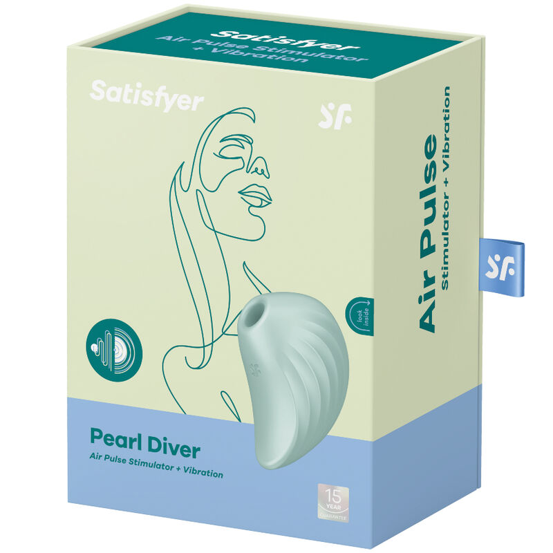 SATISFYER - ESTIMULADOR E VIBRADOR DE PULSO DE AR PEARL DIVER VERDE - Sexshoptuga  Sexshoptuga 