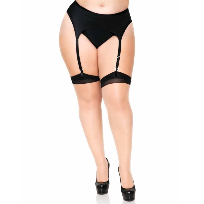 LEG AVENUE - PLUS LYCRA SHEER 2 TONS COXA ALTA COM COSTURA TRASEIRA E SALTO CUBANO - Sexshoptuga 