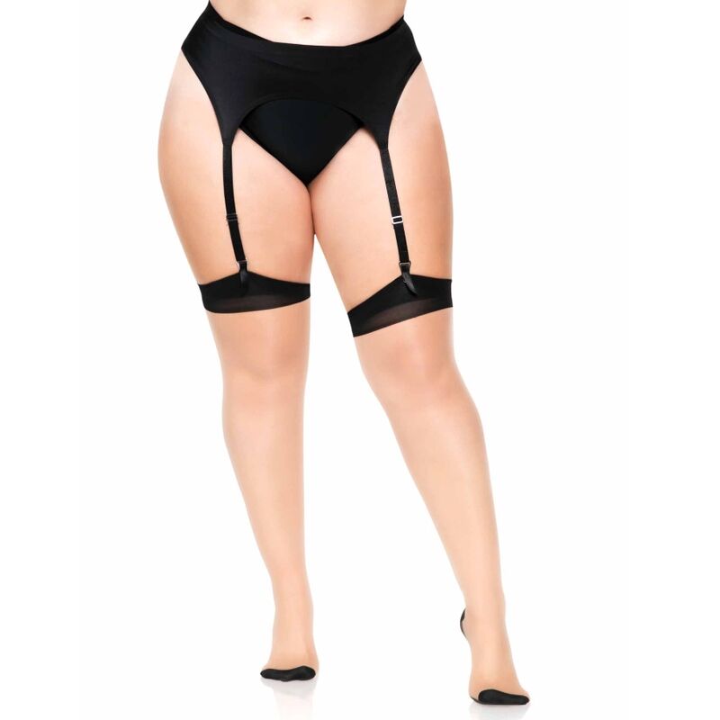 LEG AVENUE - PLUS LYCRA SHEER 2 TONS COXA ALTA COM COSTURA TRASEIRA E SALTO CUBANO - Sexshoptuga  Sexshoptuga 