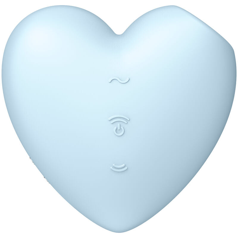 SATISFYER - CUTIE HEART ESTIMULADOR DE PULSO E VIBRADOR DE AR AZUL - Sexshoptuga  Sexshoptuga 