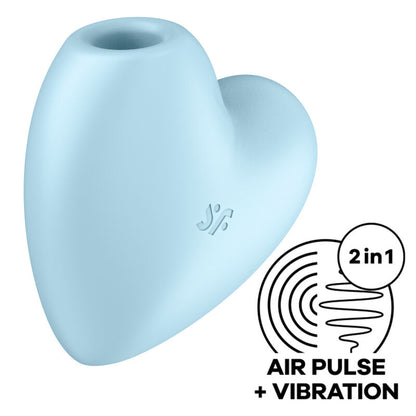 SATISFYER - CUTIE HEART ESTIMULADOR DE PULSO E VIBRADOR DE AR AZUL - Sexshoptuga 