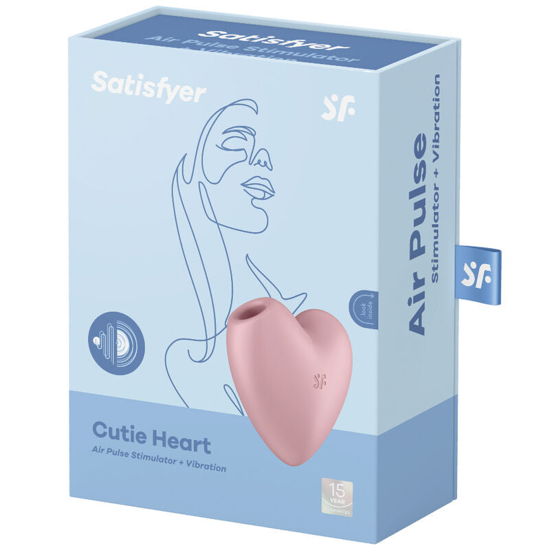 SATISFYER - CUTIE HEART ESTIMULADOR DE PULSO E VIBRADOR DE AR AZUL - Sexshoptuga  Sexshoptuga 