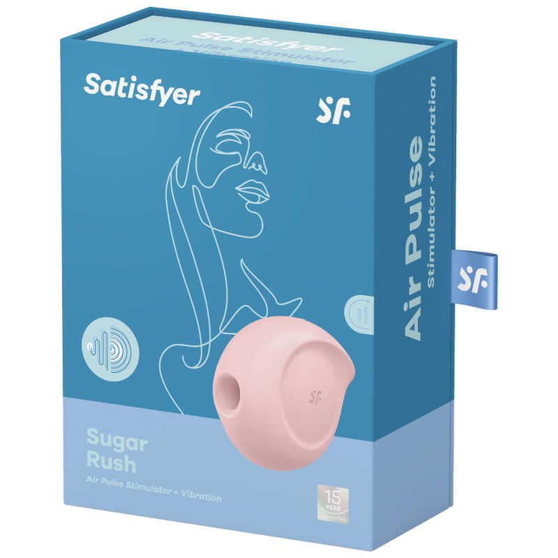 SATISFYER - ESTIMULADOR DE PULSO DE AR SUGAR RUSH E VIBRADOR ROSA - Sexshoptuga  Sexshoptuga 