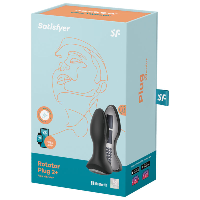 SATISFYER - ROTATOR PLUG 2+ APLICATIVO VIBRATÓRIO PRETO - Sexshoptuga 