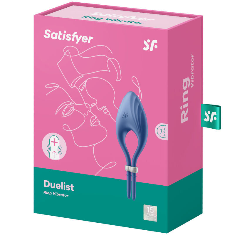 SATISFYER - VIBRADOR DE ANEL DUELISMO AZUL - Sexshoptuga 