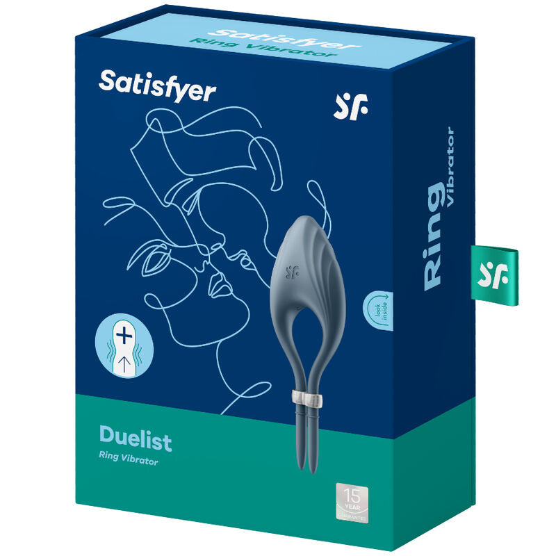 SATISFYER - VIBRADOR DE ANEL DUELISMO AZUL - Sexshoptuga 