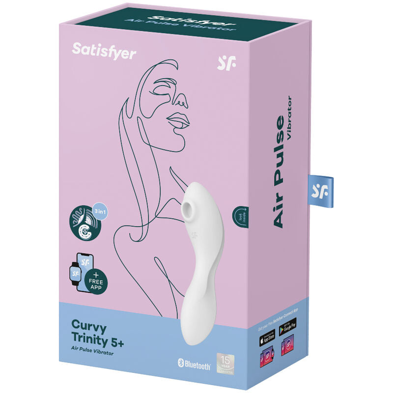 SATISFYER - CURVY TRINITY 5 ESTIMULADOR DE PULSO DE AR E APLICATIVO VIBRADOR BRANCO - Sexshoptuga  Sexshoptuga 