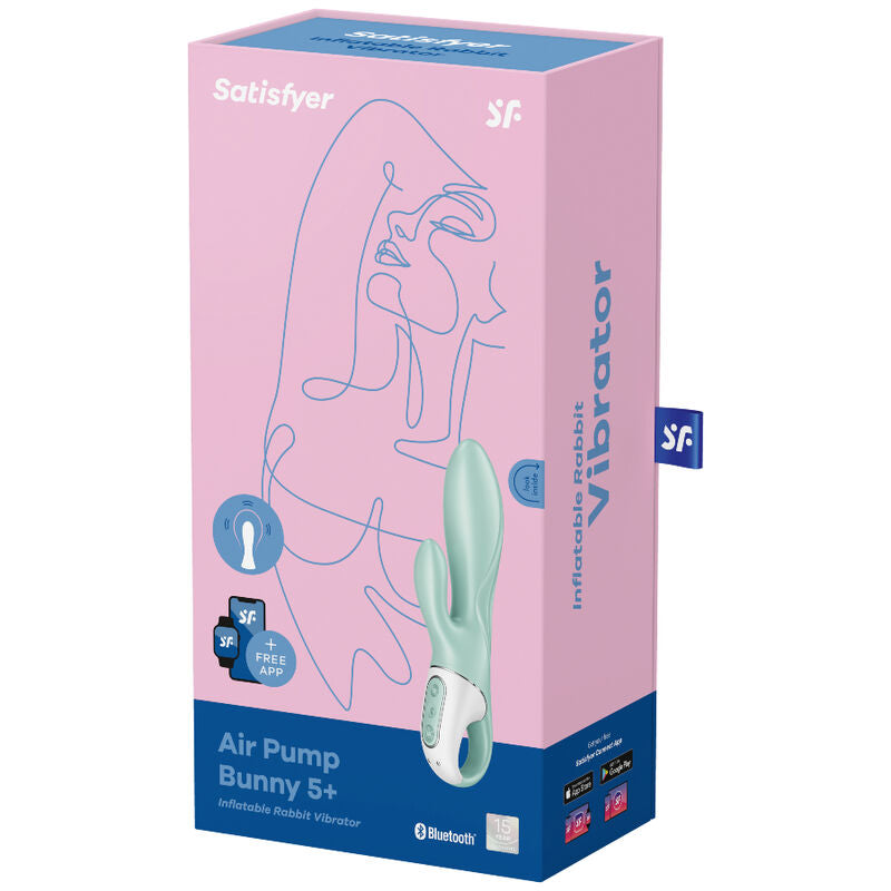 SATISFYER - AIR PUMP BUNNY 5+ APLICATIVO VIBRADOR DE COELHO INFLVEL VERDE - Sexshoptuga  Sexshoptuga 