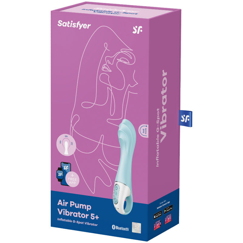 SATISFYER - AIR PUMP VIBRADOR 5+ APLICATIVO VIBRADOR INFLVEL G-SPOT AZUL - Sexshoptuga  Sexshoptuga 