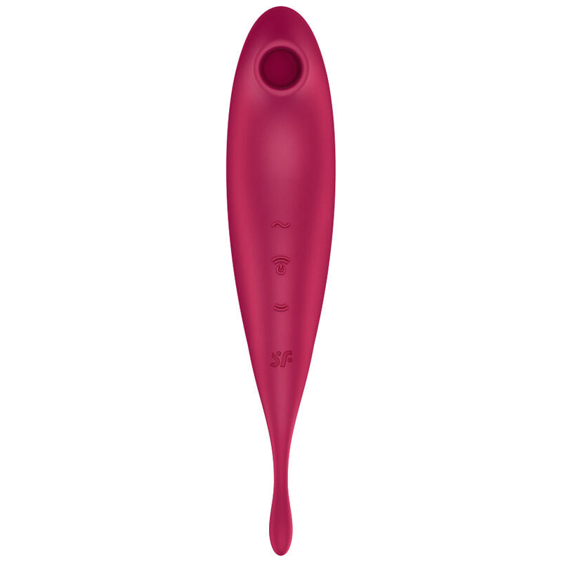 SATISFYER - TWIRLING PRO+ ESTIMULADOR DE PULSO DE AR E APLICATIVO VIBRADOR VERMELHO - Sexshoptuga  Sexshoptuga 