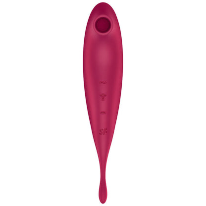 SATISFYER - TWIRLING PRO+ ESTIMULADOR DE PULSO DE AR E APLICATIVO VIBRADOR VERMELHO - Sexshoptuga 