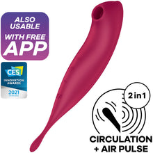 SATISFYER - TWIRLING PRO+ ESTIMULADOR DE PULSO DE AR E APLICATIVO VIBRADOR VERMELHO - Sexshoptuga 