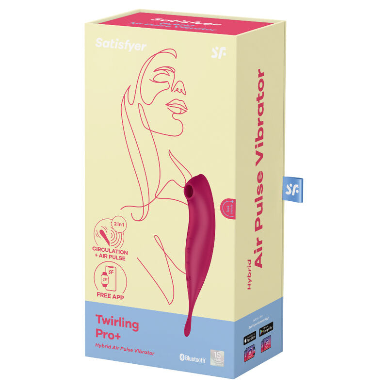 SATISFYER - TWIRLING PRO+ ESTIMULADOR DE PULSO DE AR E APLICATIVO VIBRADOR VERMELHO - Sexshoptuga  Sexshoptuga 