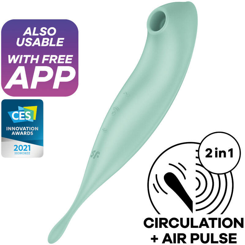 SATISFYER - TWIRLING PRO+ ESTIMULADOR DE PULSO DE AR E APLICATIVO VIBRADOR VERMELHO - Sexshoptuga  Sexshoptuga 