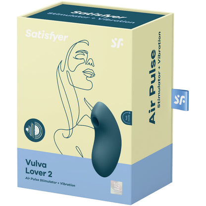 SATISFYER - ESTIMULADOR E VIBRADOR DE PULSO DE AR VULVA LOVER 2 AZUL - Sexshoptuga 