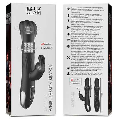 BRILLY GLAM - VIBRADOR E ROTADOR  MOEBIUS COELHO COMPATÍVEL COM A TECNOLOGIA WATCHME WIRELESS - Sexshoptuga 