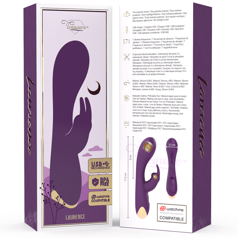 TREASURE - LAURENCE RABBIT VIBRATOR WATCHME WIRELESS TECHNOLOGY COMPATÍVEL - Sexshoptuga 