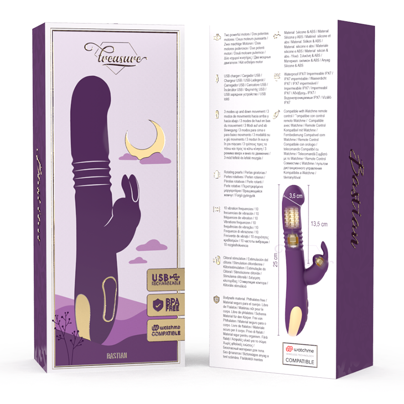 TREASURE - BASTIAN COELHO PARA CIMA E PARA BAIXO, ROTADOR E VIBRADOR COMPATÍVEL COM A TECNOLOGIA WATCHME WIRELESS - Sexshoptuga  Sexshoptuga 