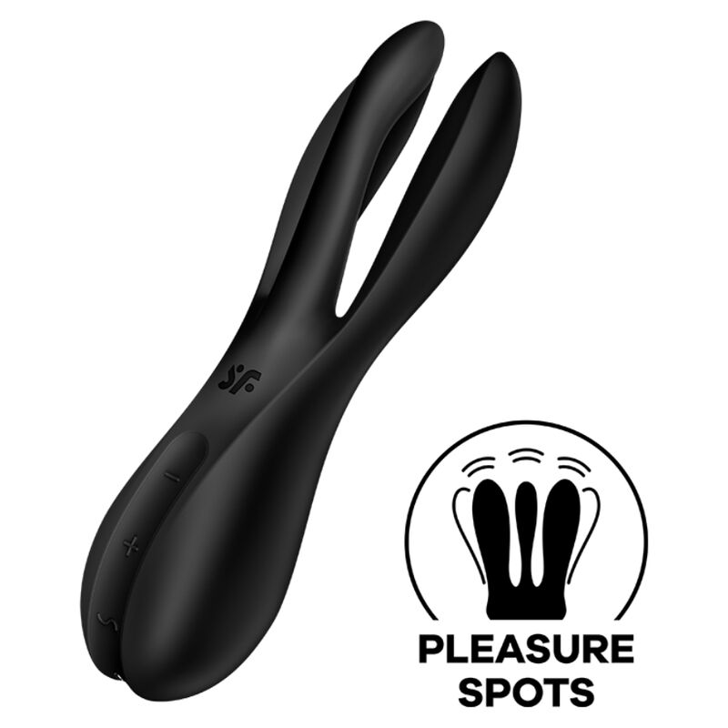 SATISFYER - VIBRADOR THREESOME 2 PRETO - Sexshoptuga 