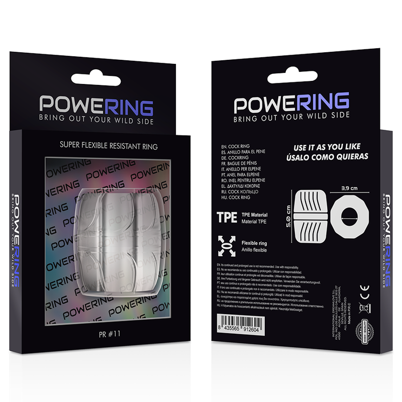 POWERING - ANEL PARA O PÉNIS SUPER FLEXÍVEL E RESISTENTE 5 CM PR11 TRANSPARENTE - Sexshoptuga  Sexshoptuga 