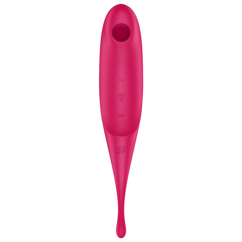 SATISFYER - ESTIMULADOR E VIBRADOR DE PULSO TWIRLING PRO AIR VERMELHO - Sexshoptuga  Sexshoptuga 