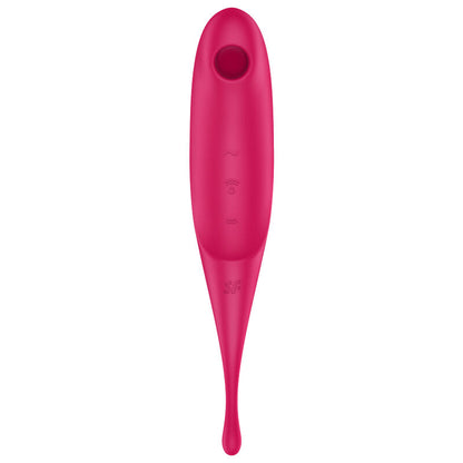 SATISFYER - ESTIMULADOR E VIBRADOR DE PULSO TWIRLING PRO AIR VERMELHO - Sexshoptuga 